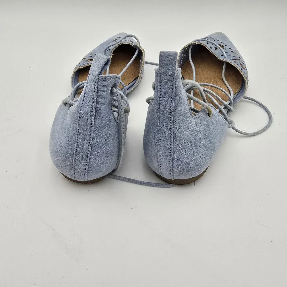 Steve Madden Ghinesa Womens Flats Size 10 Light Blue Suede Lace-Up Pre-Owned - Picture 3 of 7